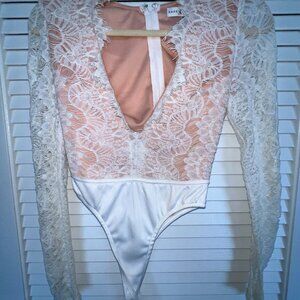 ASOS Rare London Women's White Nude Lace Bodysuit US 4